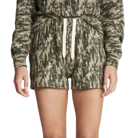 Rag & Bone City Mini Sweatshort Army Multi Womens Large Camo Green Pockets Terry - Picture 1 of 12